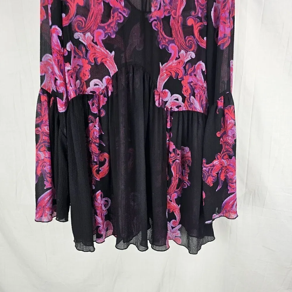 Free People Intimately Symphony Slip Mini Tunic Tie Back Dress Paisley XS